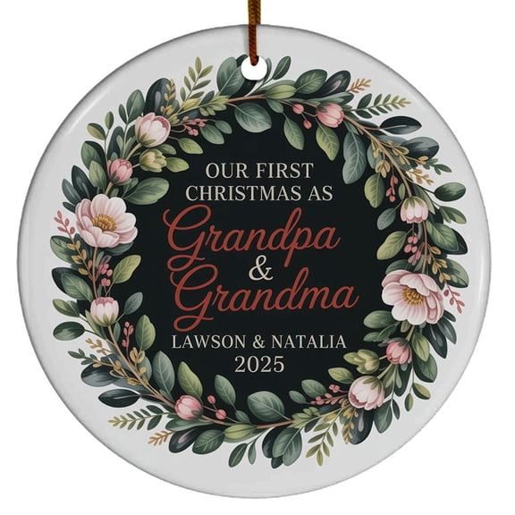 Our First Christmas As Grandpa & Grandma Ornament 2025, Ornament 1st Christmas Grandmother Grandfather Gift for New Grandma, Custom Name Text Names Grandparents Gifts