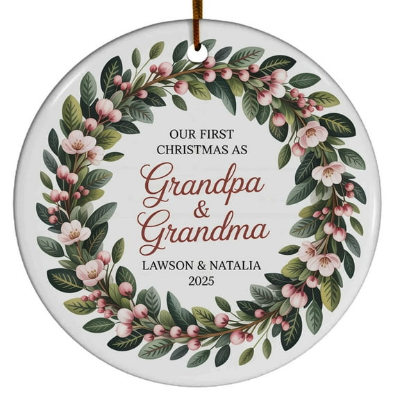 Our First Christmas As Grandpa & Grandma Ornament 2025, Ornament 1st Christmas Grandmother Grandfather Gift for New Grandma, Custom Name Text Names Grandparents Gifts