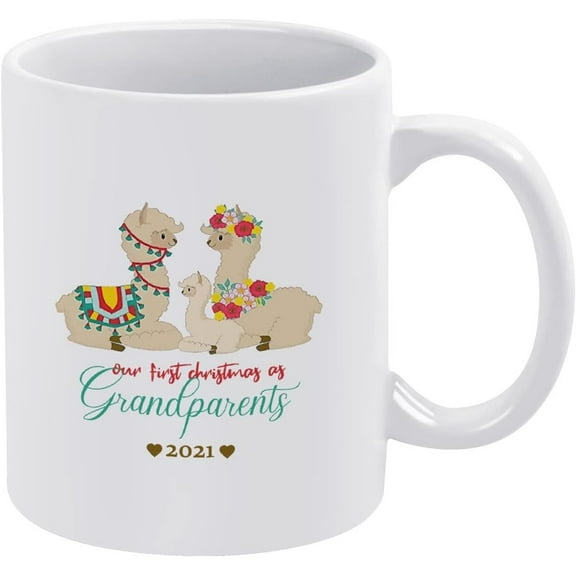 Our First Christmas As Grandparents Coffee Mug Ceramic Mug Funny Birthday Christmas Mug for Him Her Women Men Mother Father 11 oz Coffee Mug Tea Cup White