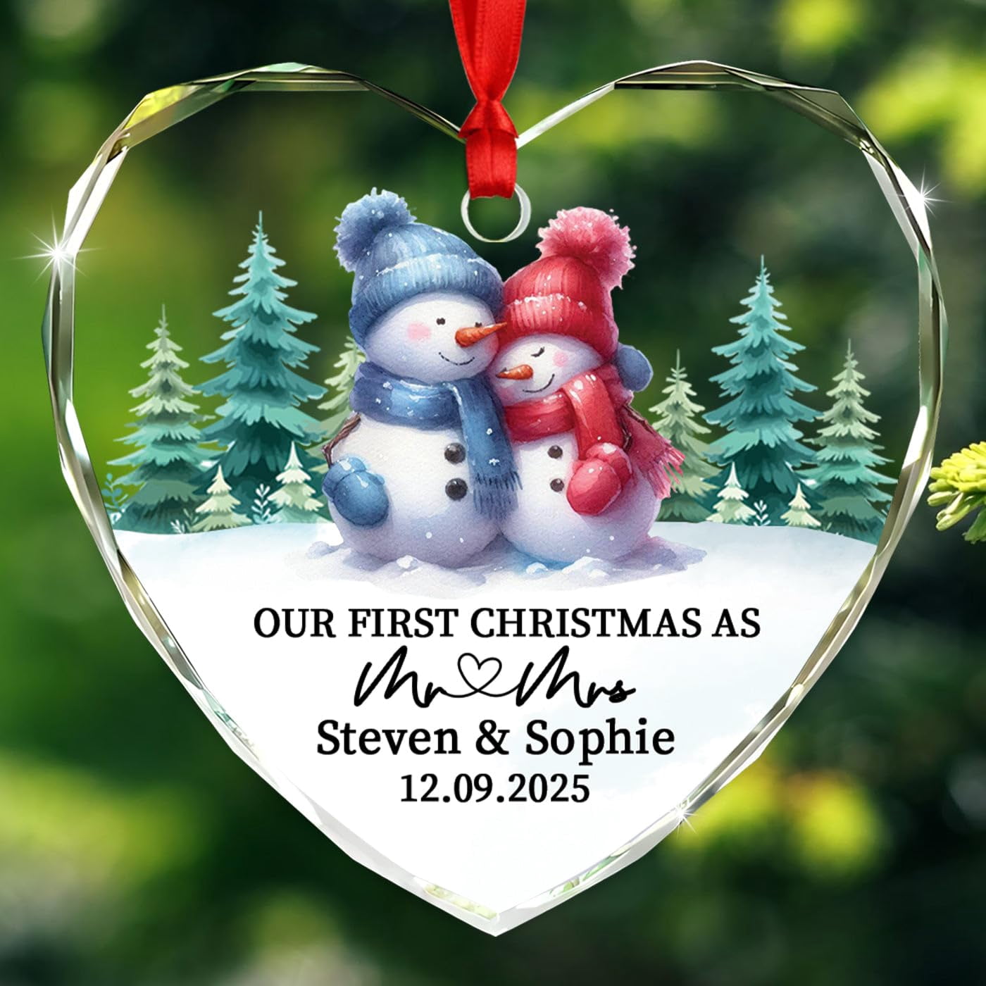 Our First Christmas As Mr & Mrs Glass Ornament 2025, Personalized Mr ...