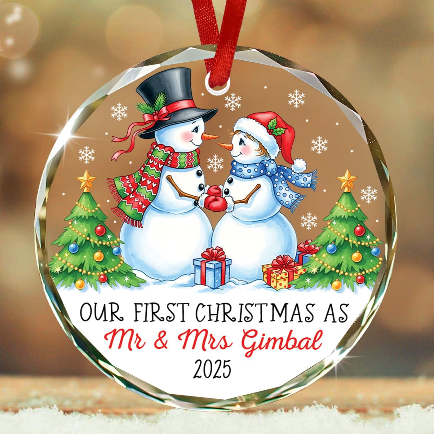 Our First Christmas As Mr & Mrs Snowman Ornament, Personalized Bride ...
