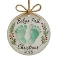 thumbnail image 1 of First Christmas Ornament 2025, Personalized Footprint Baby's First Christmas 2025 2D Sea Glass Ornament, Custom Baby 1st Christmas Ornaments, New Born Baby Gift, for New Dad, New Mom, 1 of 9