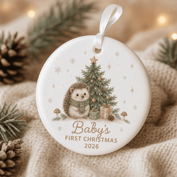 First Christmas Ornament Hedgehog Ceramic Tree Keepsake for New Parents