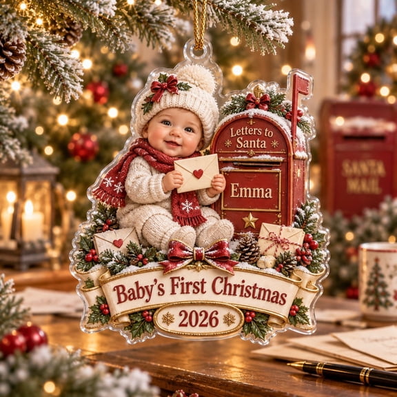 First Christmas Ornament, Personalized Letters to Santa Mailbox Tree Keepsake for New Parents