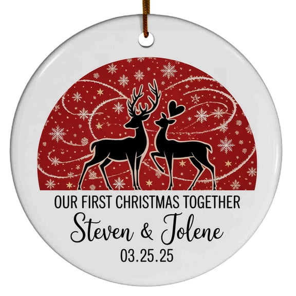 Our First Christmas Together 2025 Ornament Gifts for Girlfriend Boyfriend Partner Dating Anniversary, Christmas, Customized Name Date Xmas, Christmas Ornament 2025