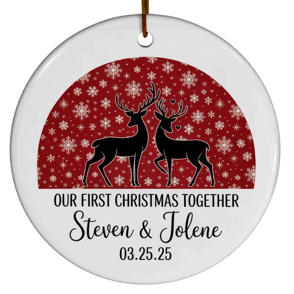 Our First Christmas Together 2025 Ornament Gifts for Girlfriend Boyfriend Partner Dating Anniversary, Christmas, Customized Name Date Xmas, Christmas Ornament 2025