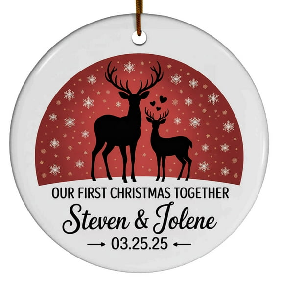Our First Christmas Together 2025 Ornament Gifts for Girlfriend Boyfriend Partner Dating Anniversary, Christmas, Customized Name Date Xmas, Christmas Ornament 2025