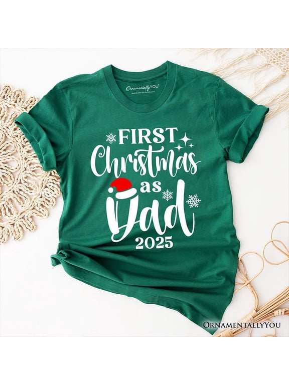 First Christmas as Dad 2025 Christmas T-Shirt, Matching Family Holiday Tee