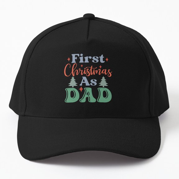 First Christmas as Dad Baseball Cap, Father Holiday Milestone Statement Design, Classic Hat