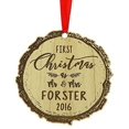 thumbnail image 1 of First Christmas as Mr & Mrs Custom Gift Personalized Round Christmas Ornament Wood Engraved Tree Hanging With Gift Box, 1 of 1