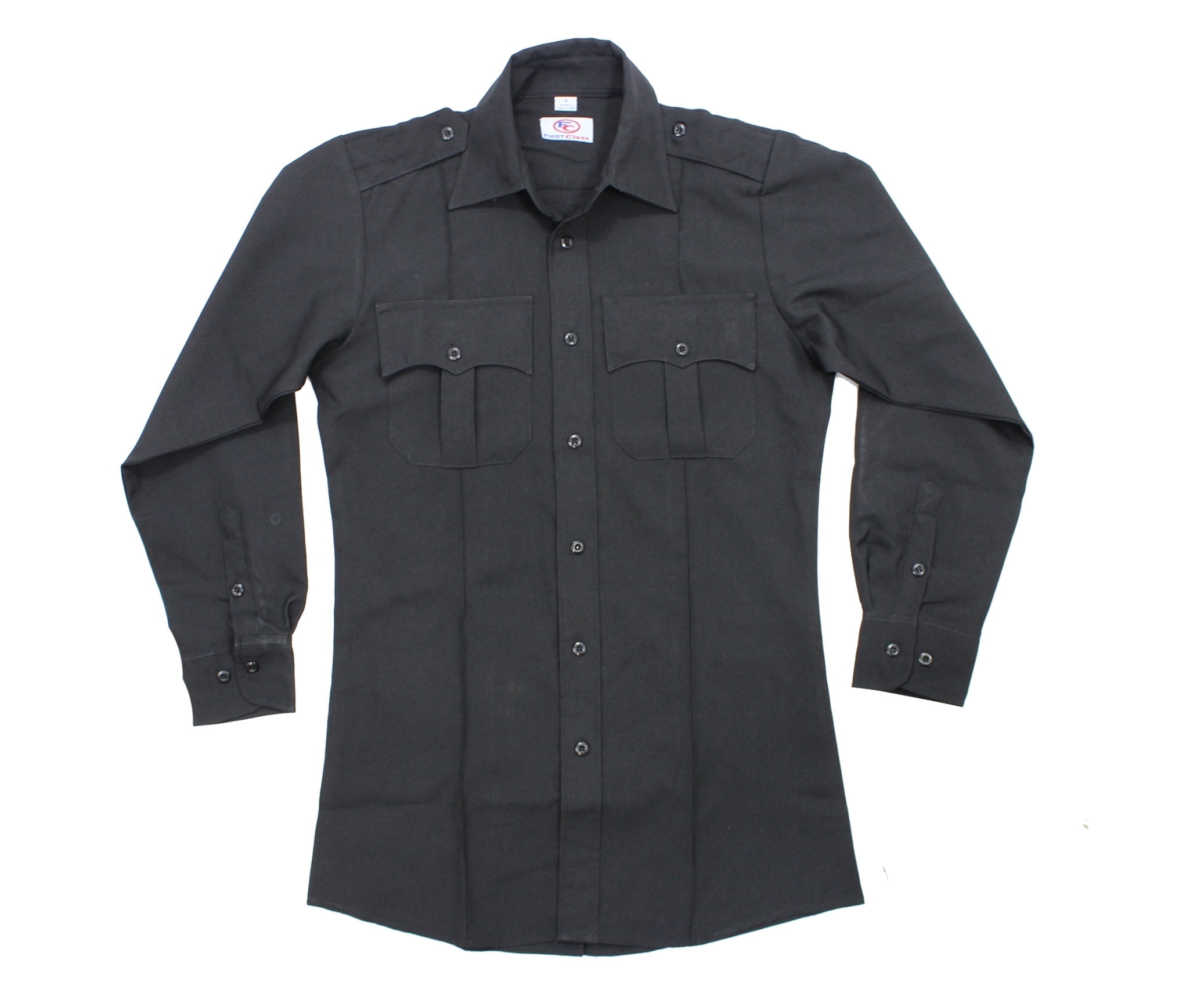 First Class 100% Polyester Long Sleeve Uniform Shirt - Black