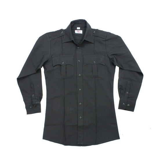 First Class 100% Polyester Long Sleeve Uniform Shirt - Black - 2XL