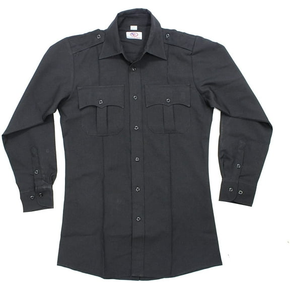 First Class 100% Polyester Long Sleeve Uniform Shirt - Black - L