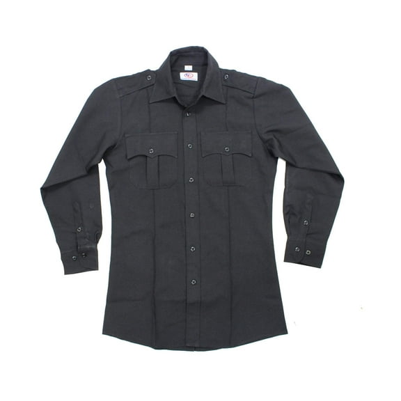 First Class 100% Polyester Long Sleeve Uniform Shirt - Black - XS