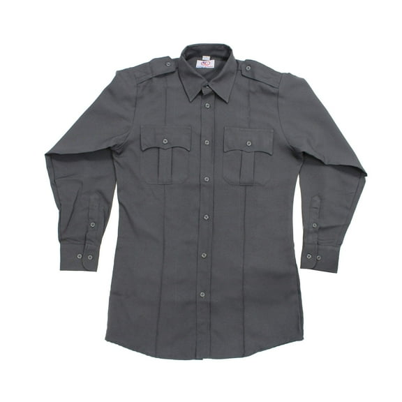First Class 100% Polyester Long Sleeve Uniform Shirt - Dark Gray - L