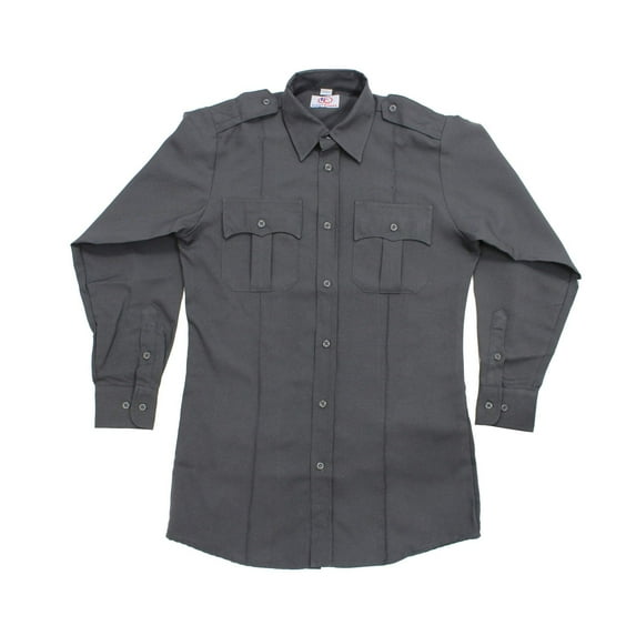 First Class 100% Polyester Long Sleeve Uniform Shirt - Dark Gray - S