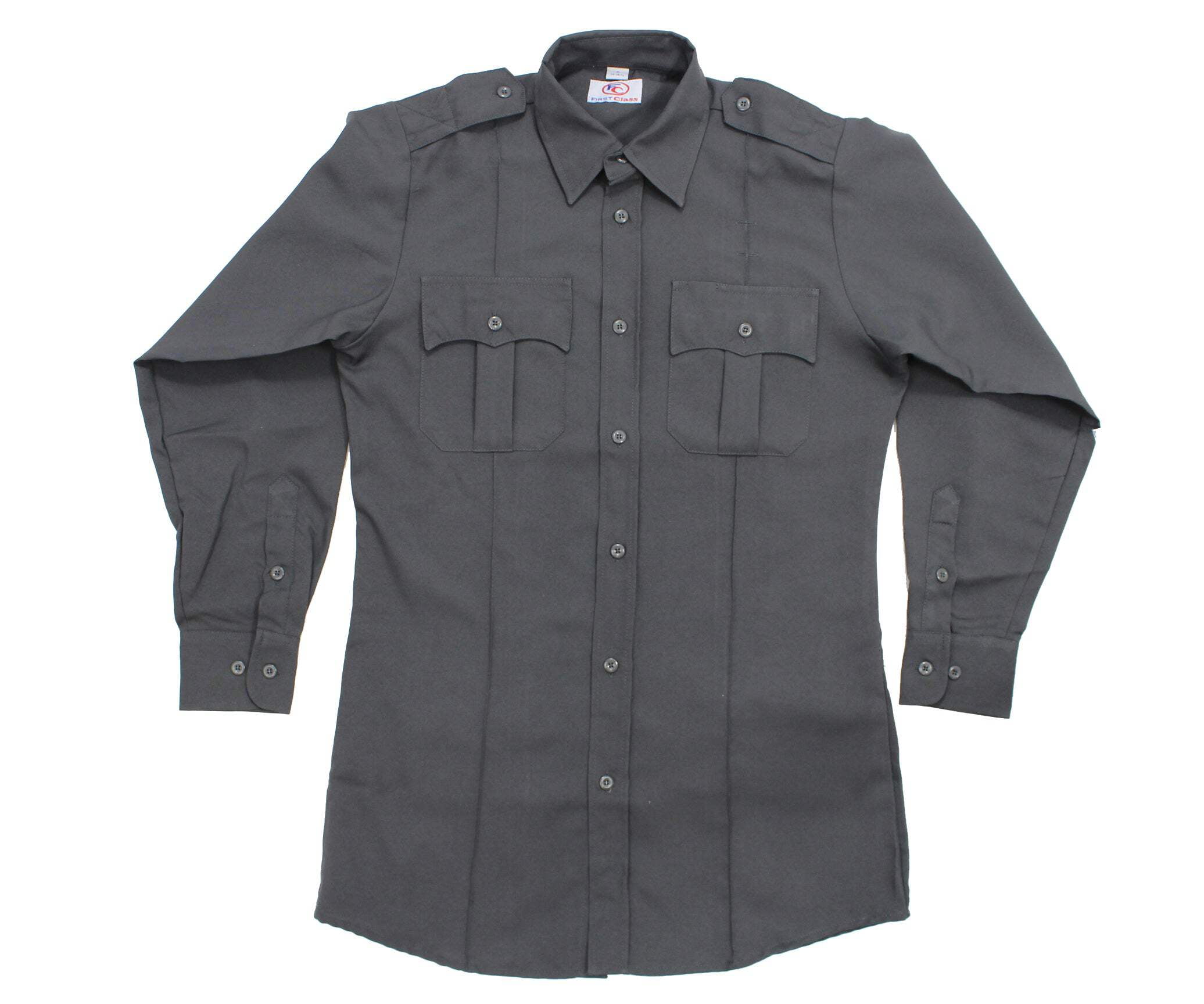 First Class 100% Polyester Long Sleeve Uniform Shirt - Dark Gray