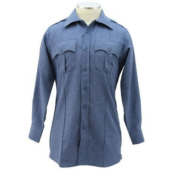 First Class 100% Polyester Long Sleeve Uniform Shirt - French Blue - 4XL