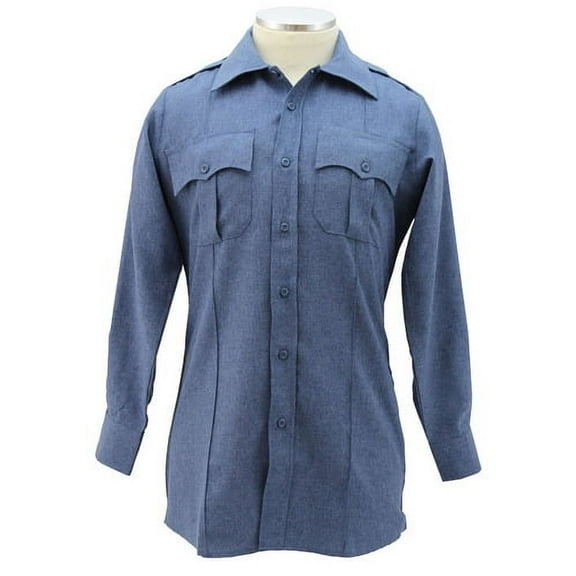 First Class 100% Polyester Long Sleeve Uniform Shirt - French Blue - M