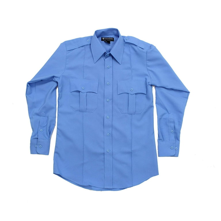 First Class 100% Polyester Long Sleeve Uniform Shirt - Light Blue 