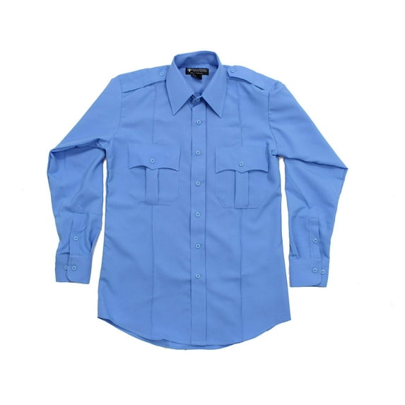 First Class 100% Polyester Long Sleeve Uniform Shirt - Light Blue - L