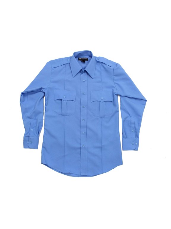 First Class 100% Polyester Long Sleeve Uniform Shirt - Light Blue - L