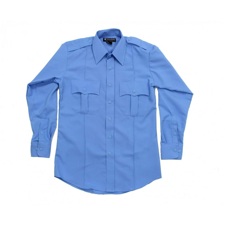 First Class 100% Polyester Long Sleeve Uniform Shirt - Light Blue