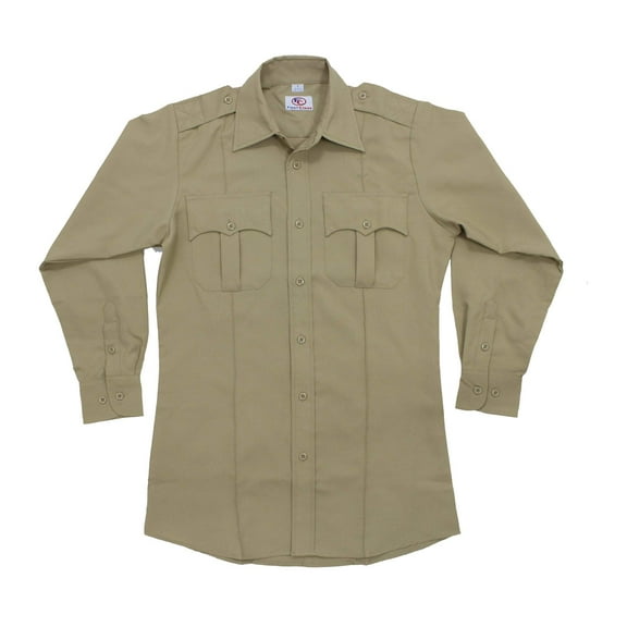 First Class 100% Polyester Long Sleeve Uniform Shirt - Tan - S