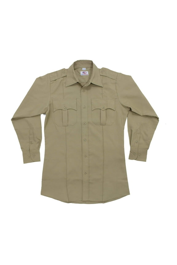 100% Polyester Long Sleeve Uniform Shirt - Tan - S