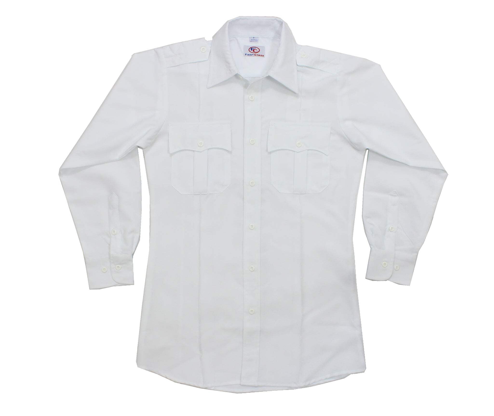 First Class 100% Polyester Long Sleeve Uniform Shirt - White - 6XL