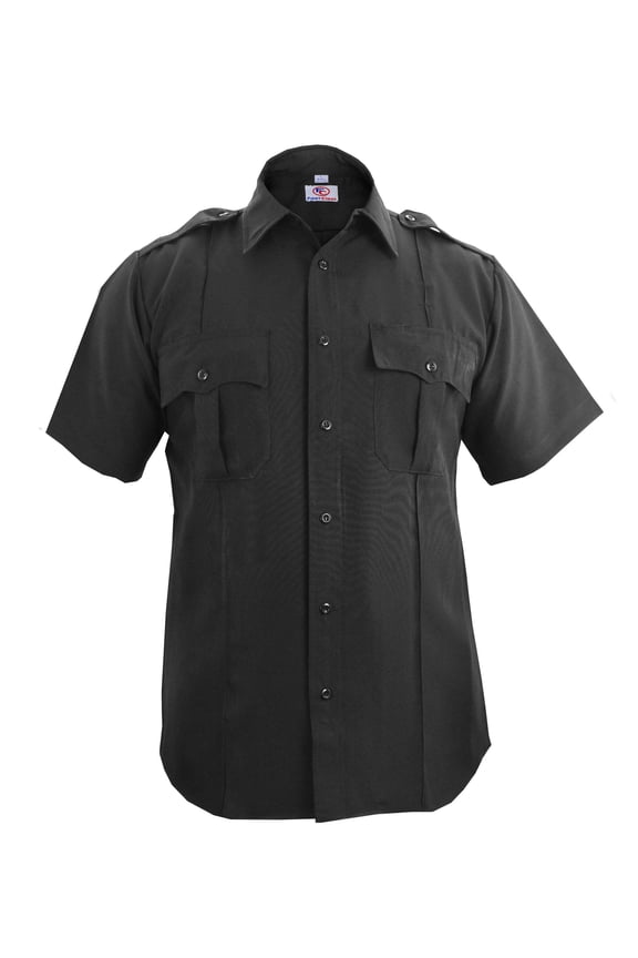 First Class 100% Polyester Short Sleeve Zippered Uniform Shirts - Black - 2XL