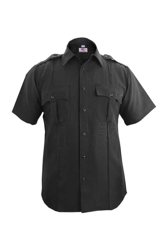 100% Polyester Short Sleeve Zippered Uniform Shirts - Black - S