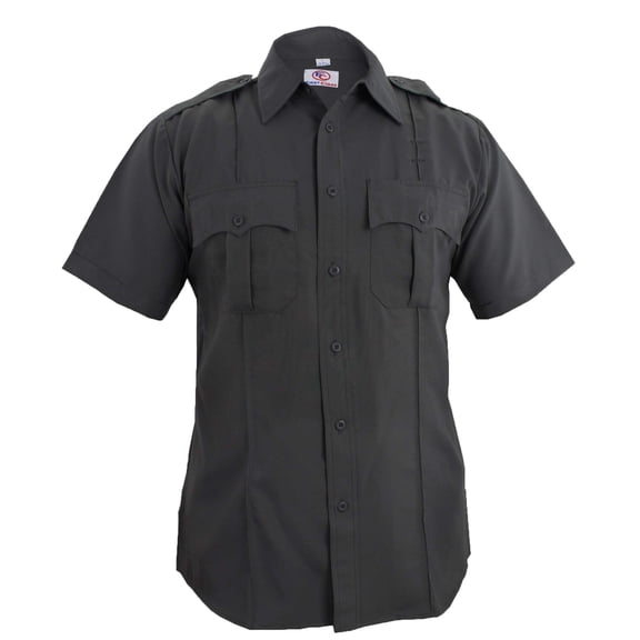 First Class 100% Polyester Short Sleeve Zippered Uniform Shirts - Dark Gray - 3XL