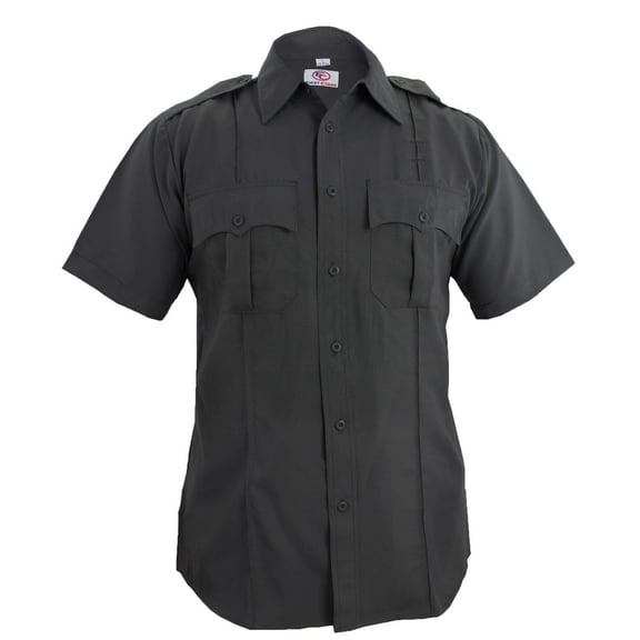 First Class 100% Polyester Short Sleeve Zippered Uniform Shirts - Dark Gray - L
