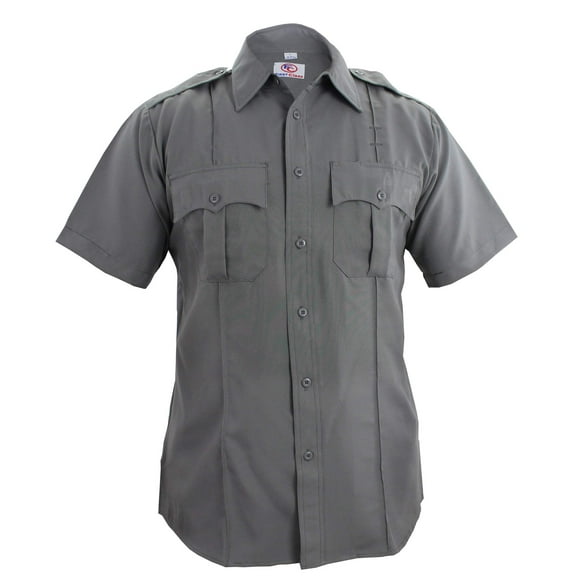First Class 100% Polyester Short Sleeve Zippered Uniform Shirts - Light Gray - S