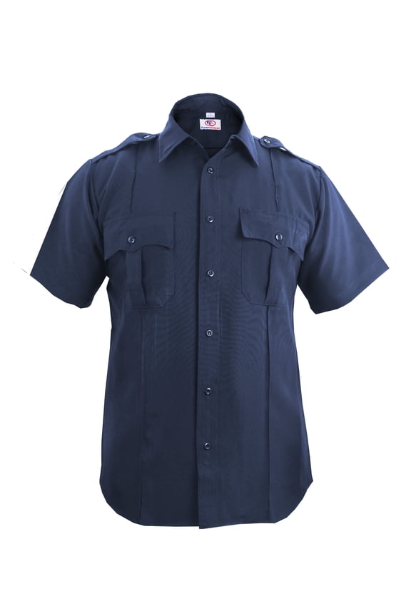 100% Polyester Short Sleeve Zippered Uniform Shirts - Navy Blue - 2XL