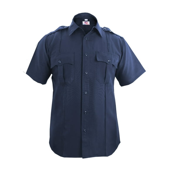 First Class 100% Polyester Short Sleeve Zippered Uniform Shirts - Navy Blue - 2XL