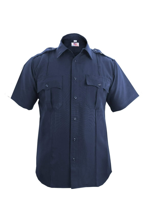 First Class 100% Polyester Short Sleeve Zippered Uniform Shirts - Navy Blue - 3XL
