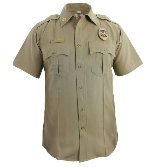 First Class 100% Polyester Short Sleeve Zippered Uniform Shirts - Tan - XL