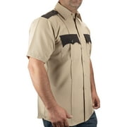 First Class 100% Polyester Two Tone Short Sleeve Uniform Shirt - Tan and Brown - 2XL