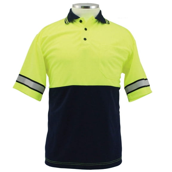 First Class High Visibility Two Tone Polyester Polo Shirt - M