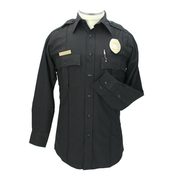 First Class Long Sleeve Poly/Rayon Uniform Shirt - Black - L