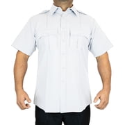 First Class Mens 100% Polyester Short Sleeve 4 Hidden Pocket Zipper Security Uniform Shirt4X-Large WHITE Short Sleeve