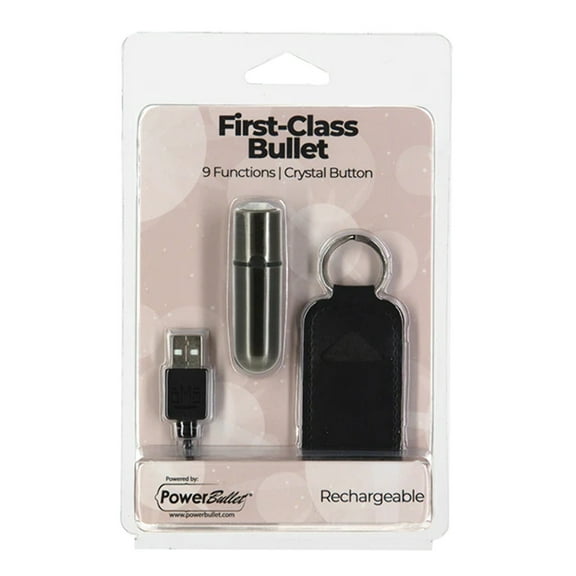 First Class Mini Rechargeable Bullet w/Crystal - 9 Functions Gun Metal