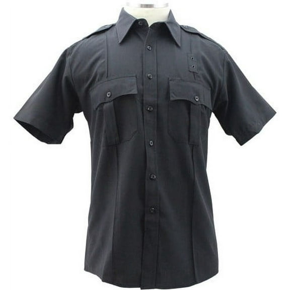 First Class Poly Rayon Uniform Short Sleeve Shirt - Black - L