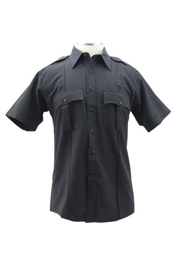 Poly Rayon Uniform Short Sleeve Shirt - Black - L