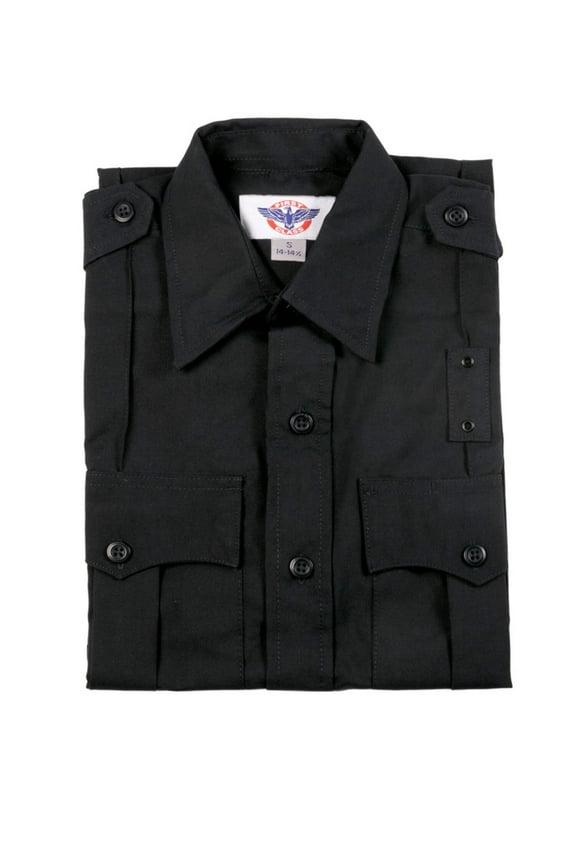 First Class Poly Rayon Uniform Short Sleeve Shirt - Black - S