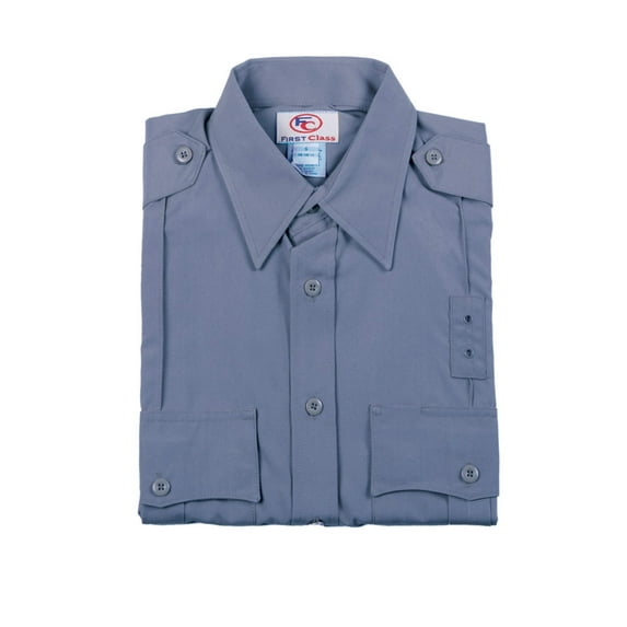 First Class Poly Rayon Uniform Short Sleeve Shirt - French Blue - M