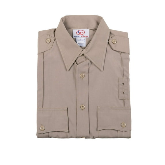 First Class Poly Rayon Uniform Short Sleeve Shirt - Tan - 3XL
