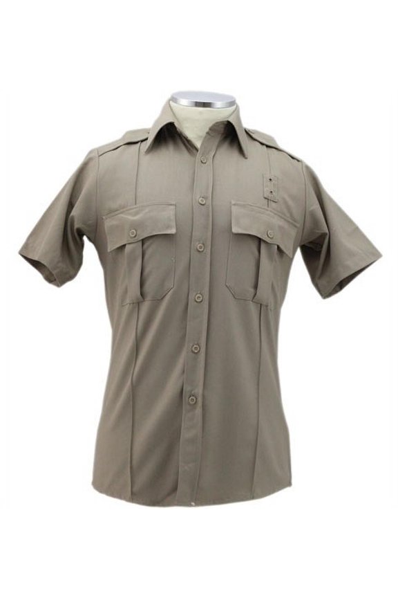 Poly Rayon Uniform Short Sleeve Shirt - Tan - L